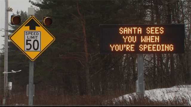 Santa sees you when you're speeding, sign warns