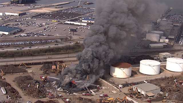 Large fire ignites at scrap yard in south Baltimore - WBAL Baltimore