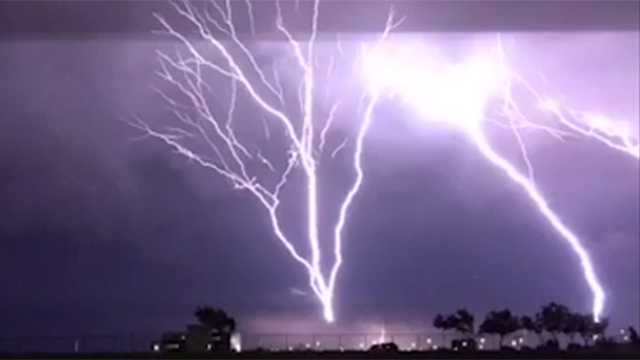 Incredible video of rare upward lightning