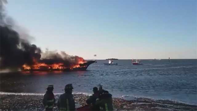 Casino shuttle boat engulfed by flames, dozens safely escape; 1 dead