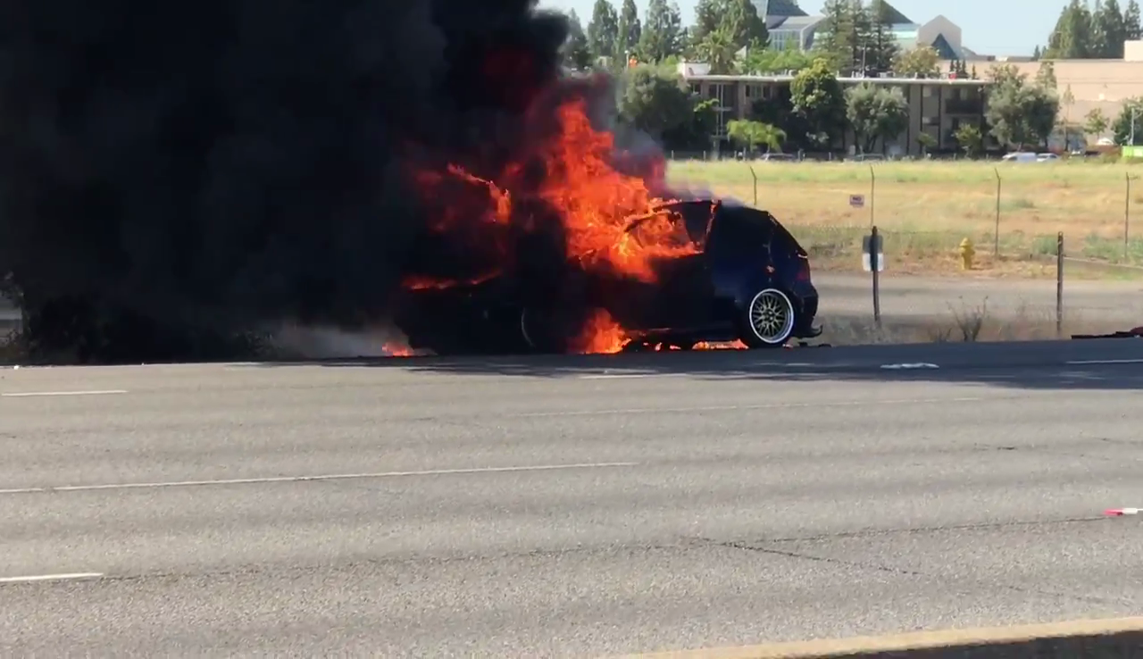 Car erupts into flames on I-80, near Arden