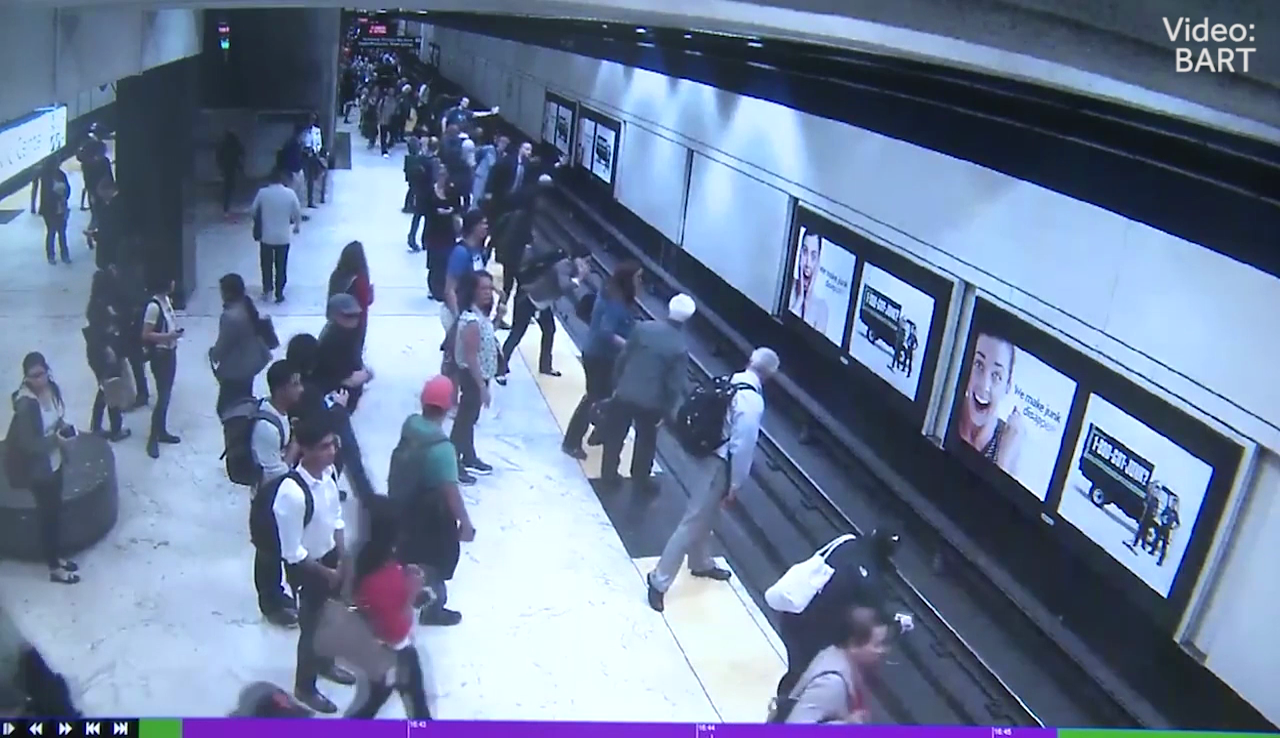 BART passengers rally to stop train from hitting man on tracks