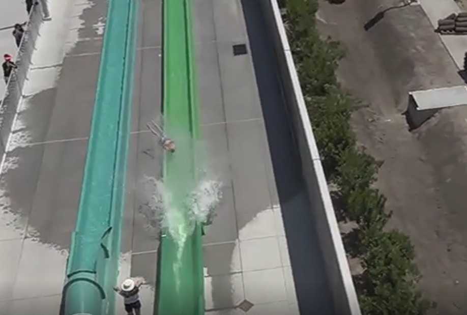 Boy falls off slide at California water park