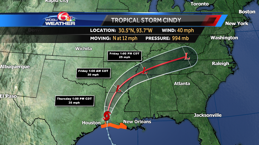 Heavy rain, winds, tornado warnings as Cindy heads inland