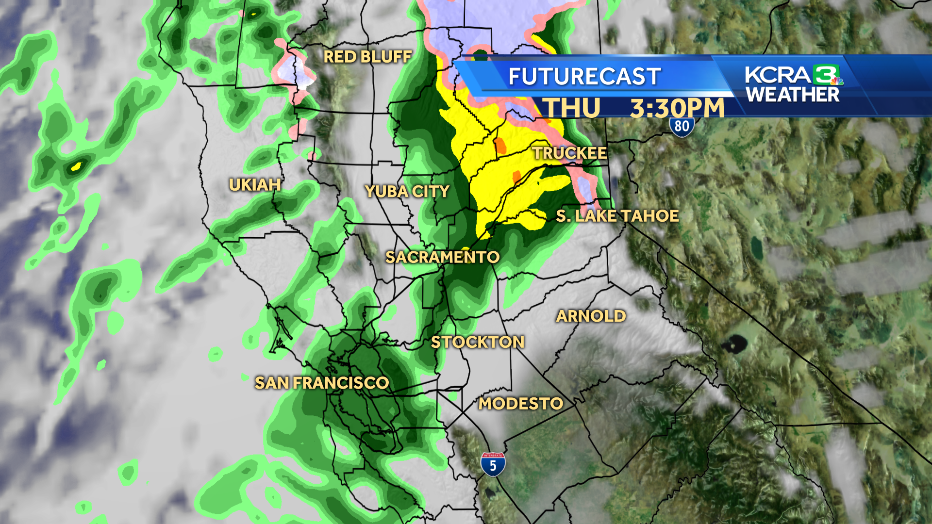 The latest timing on rain and snow for California