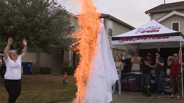 Here's why this woman set fire to a wedding dress
