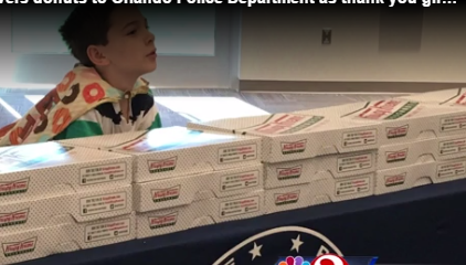9-year-old boy delivers donuts to police stations