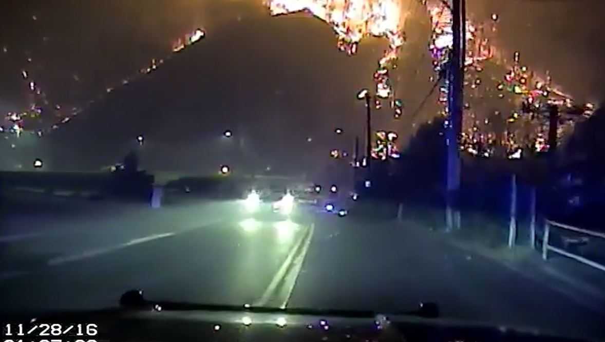 'You need to get out of here!': Dashcam gives up-close look at deadly wildfires