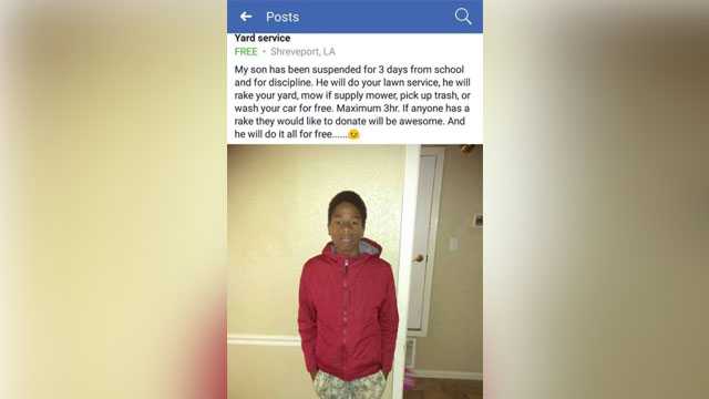 Mom makes son do free yard work as punishment for being suspended from school