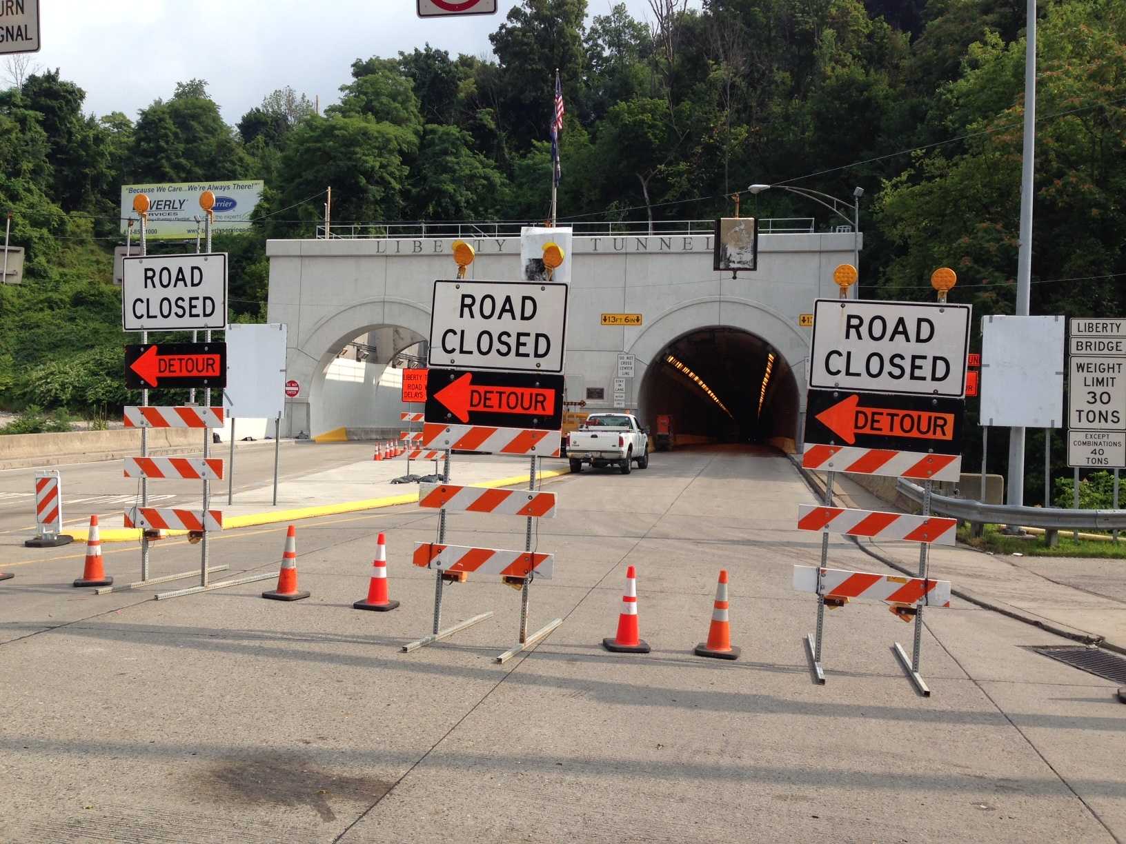 5 closures of Liberty Tunnel scheduled this week