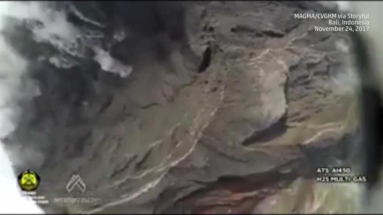 Drone Footage Shows New Crack in Agung Crater