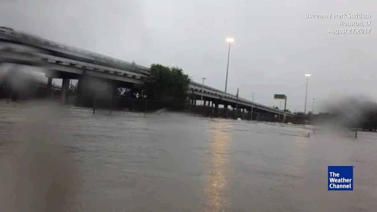 Watch flood waters rise as Harvey pummels Houston