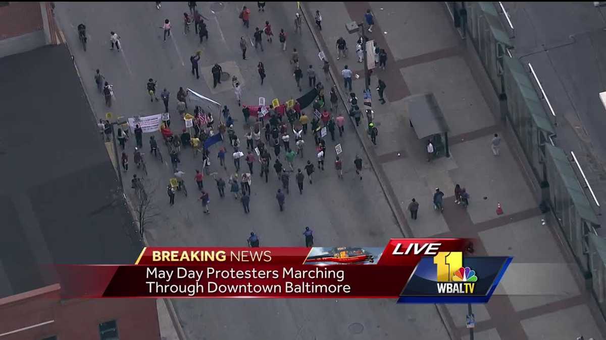 Video: Dozens in Baltimore march in May Day protest - WBAL Baltimore