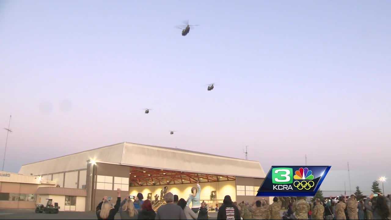 Spectacular goodbye at Stockton airport sends off troops to Kuwait
