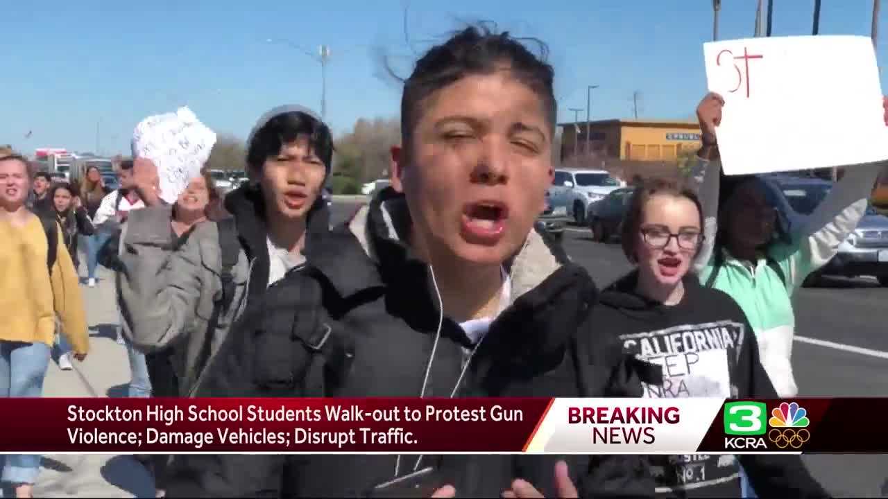 Stockton students walk out of classes to protest gun violence