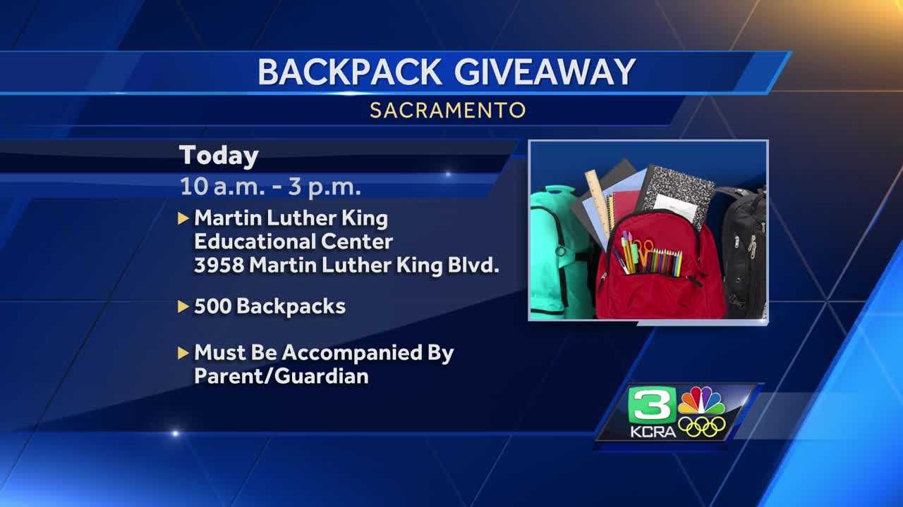 Backpack give-a-way at MLK educational center in Sacramento
