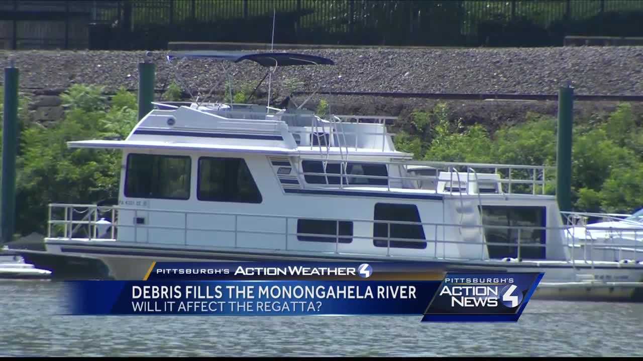 Debris fills the Monongahela River