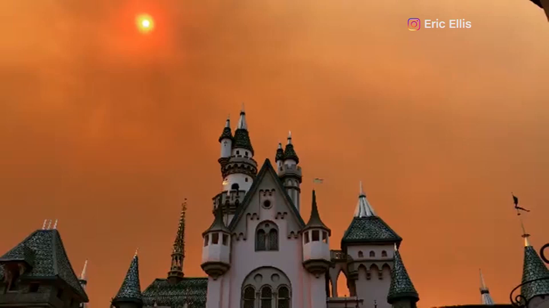 Smoke from California wildfires fills sky at Disneyland