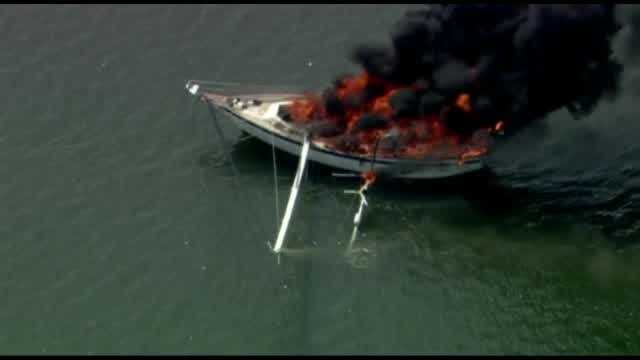 Raw Video Boat Engulfed In Flames In Indian River 