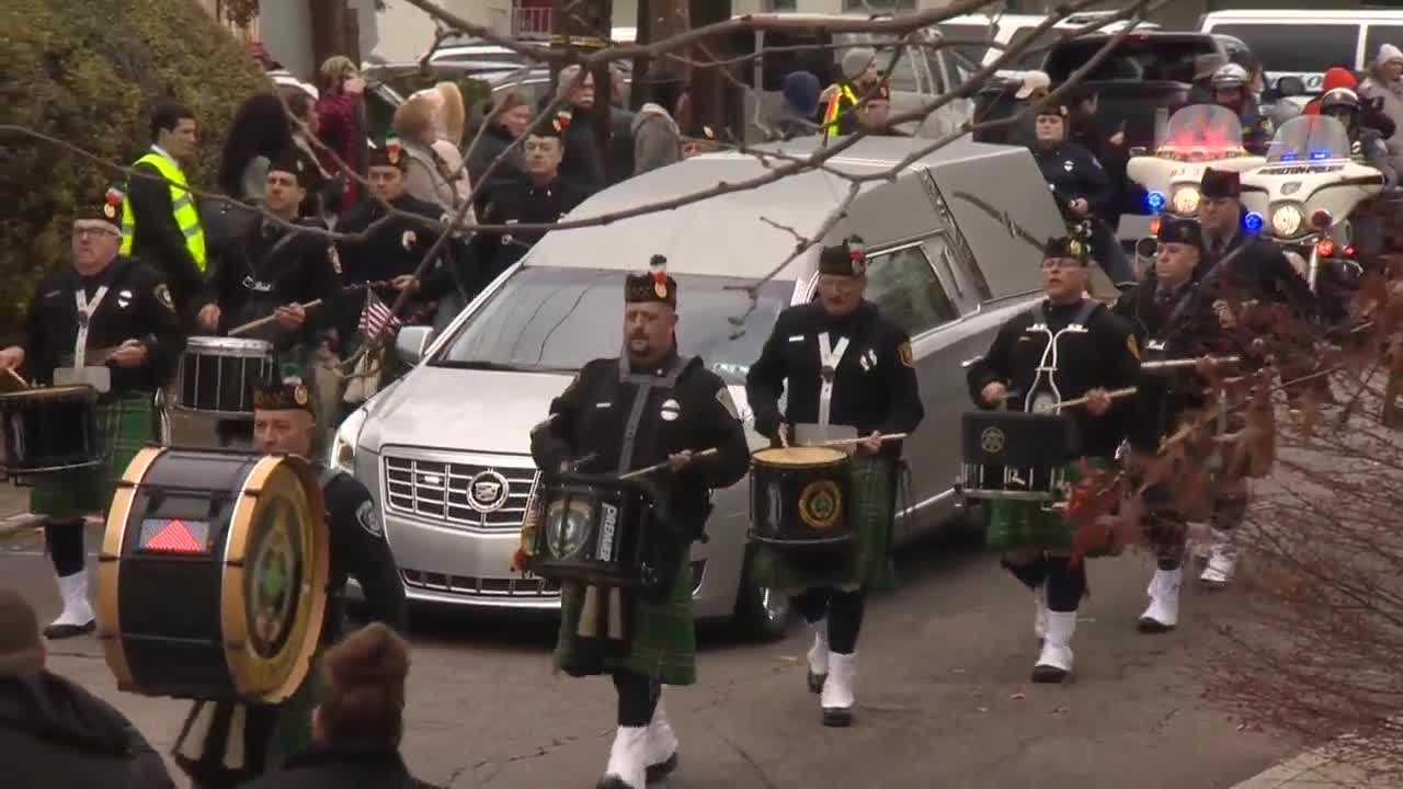 Video: Bagpipes and drums at New Kensington Police Officer Brian Shaw funeral procession