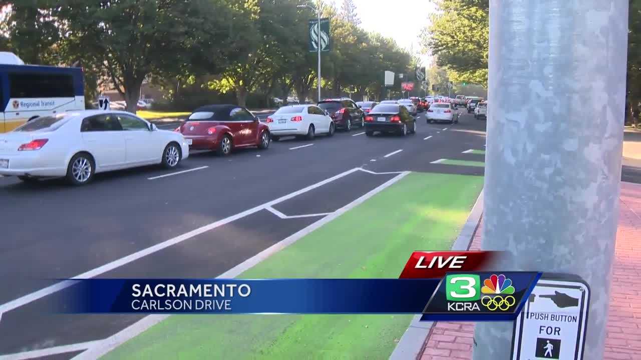 Green bike lanes near Sac State aimed to keep cyclists safe