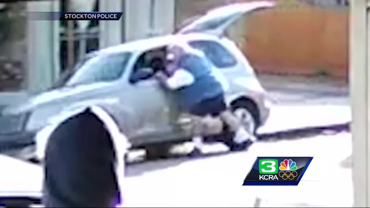 Surveillance video shows shocking carjacking in Stockton