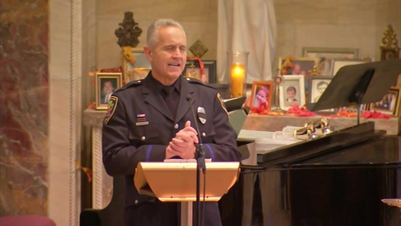 VIDEO: Police officer sings 'You Raise Me Up' at New Kensington Officer Brian Shaw's funeral