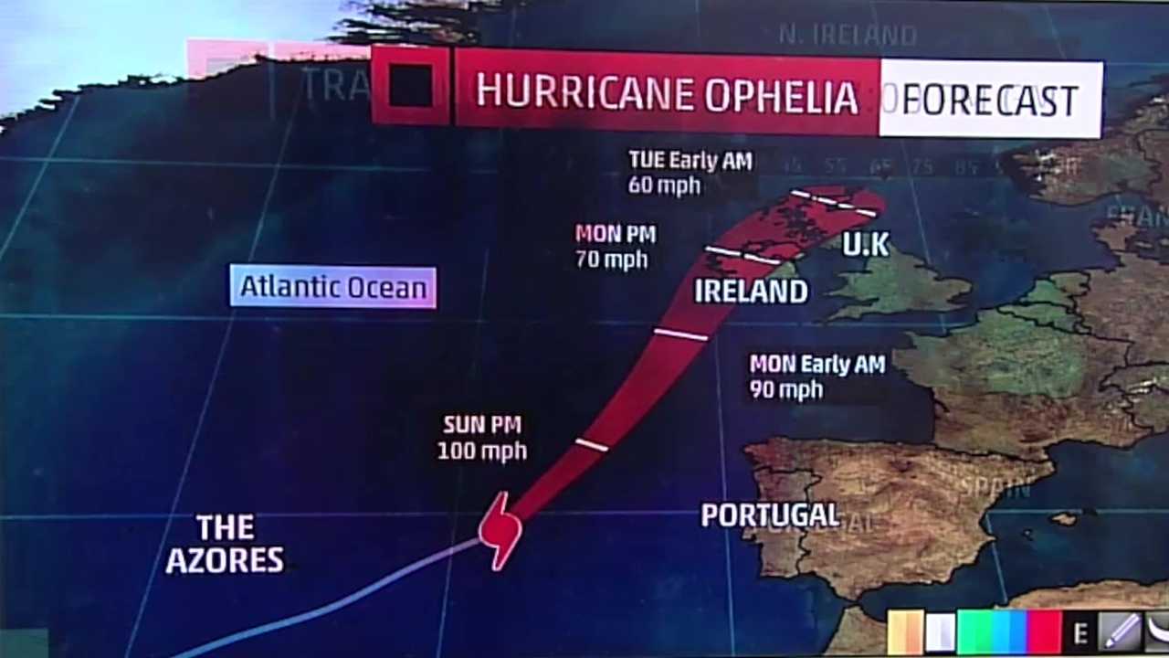 Hurricane Ophelia continues towards Ireland