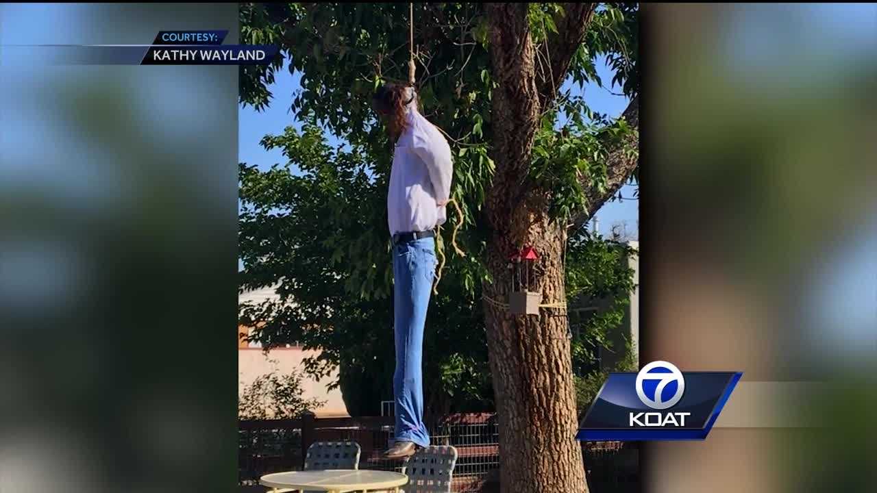 Neighbors disgusted with mock lynching Halloween decoration