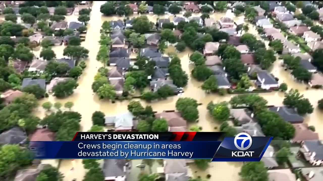 Crews begin clean up in areas devastated by Harvey