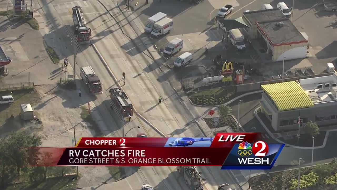 RV catches fire near Gore Street and S. Orange Blossom Trail
