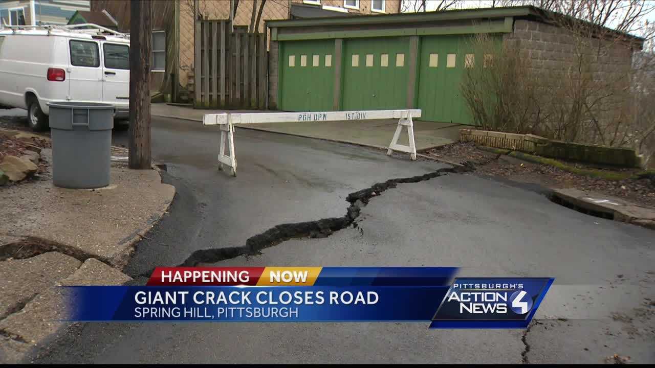 In Pittsburgh's Spring Hill, a large crack in the road just keeps growing