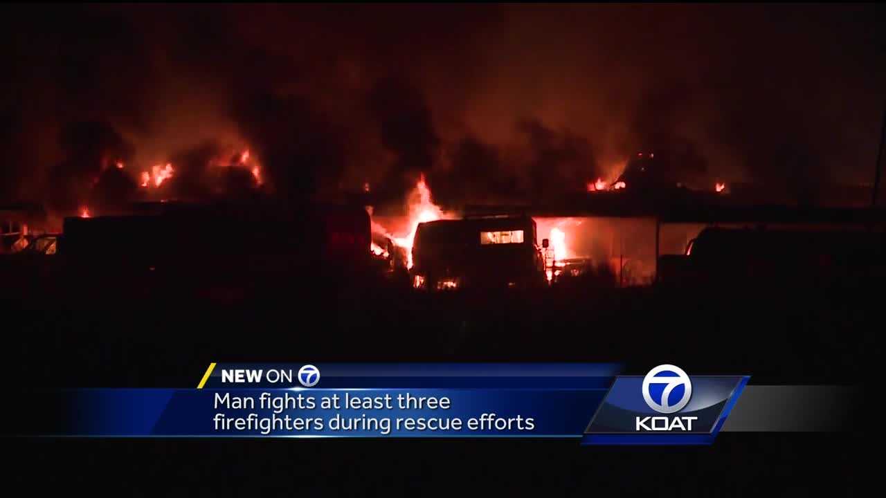 Man brawls with firefighters during blaze