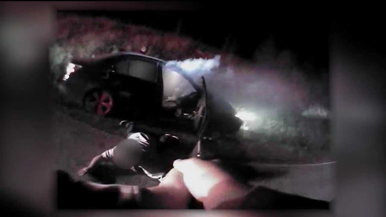 Chaotic Video: Smoke billows out of stolen vehicle after crash