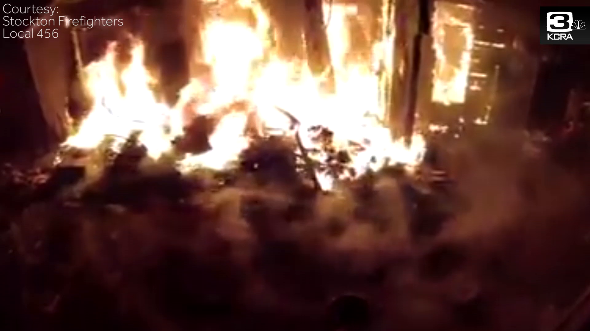 Dramatic video shows early morning Stockton fire