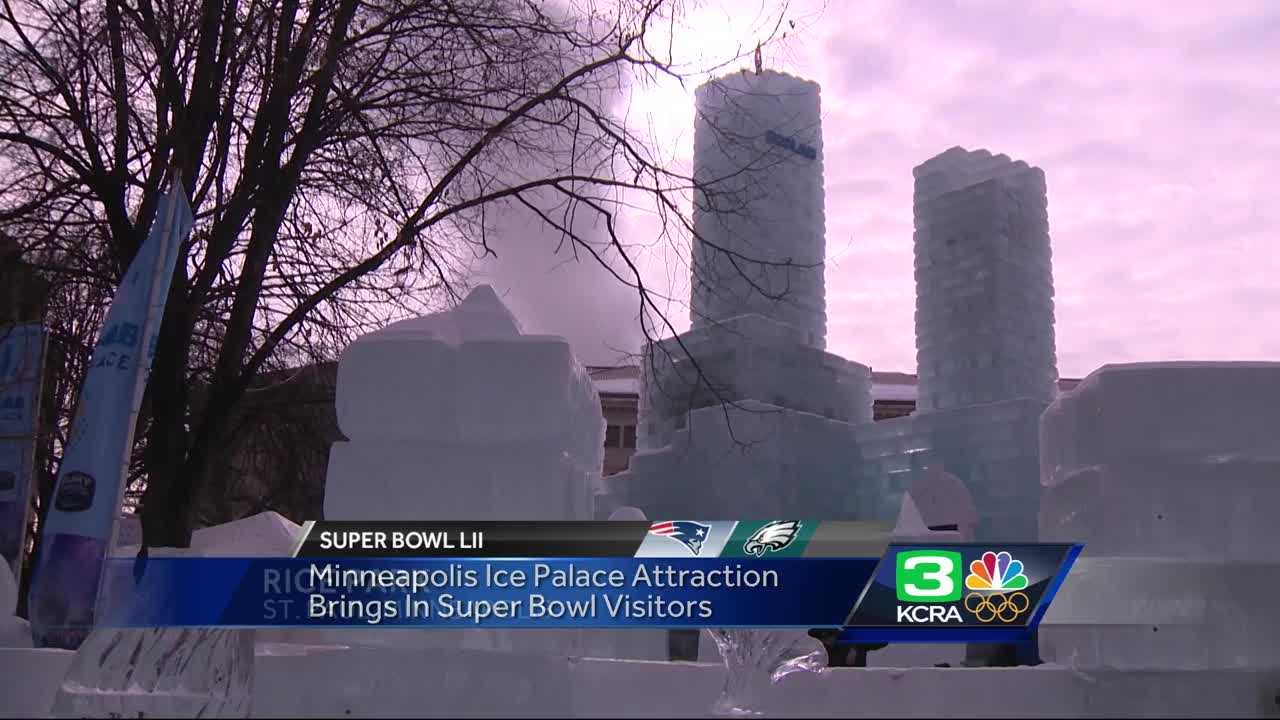 Super Bowl visitors enjoy palace made of ice blocks