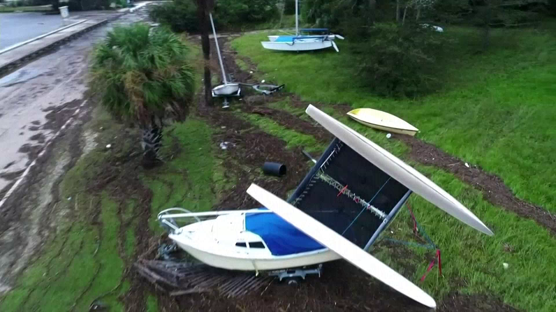 Drone video captures damage from Nate along coast