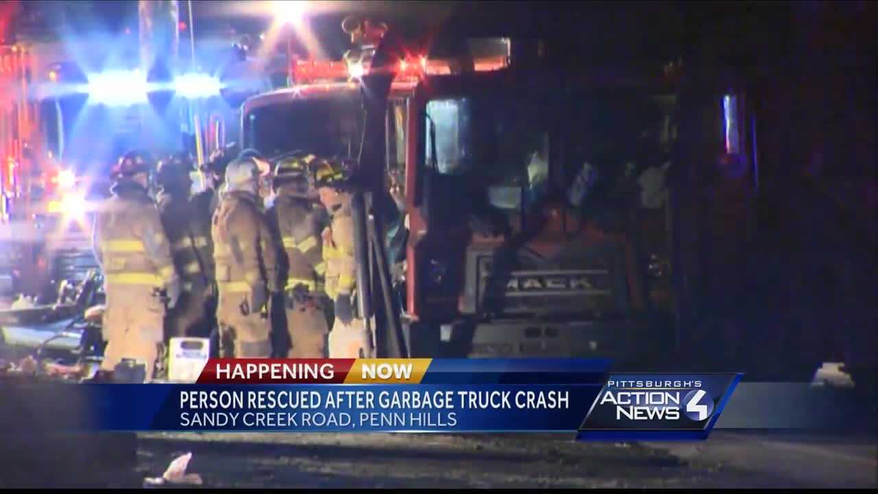 Person rescued after garbage truck crash in Penn Hills