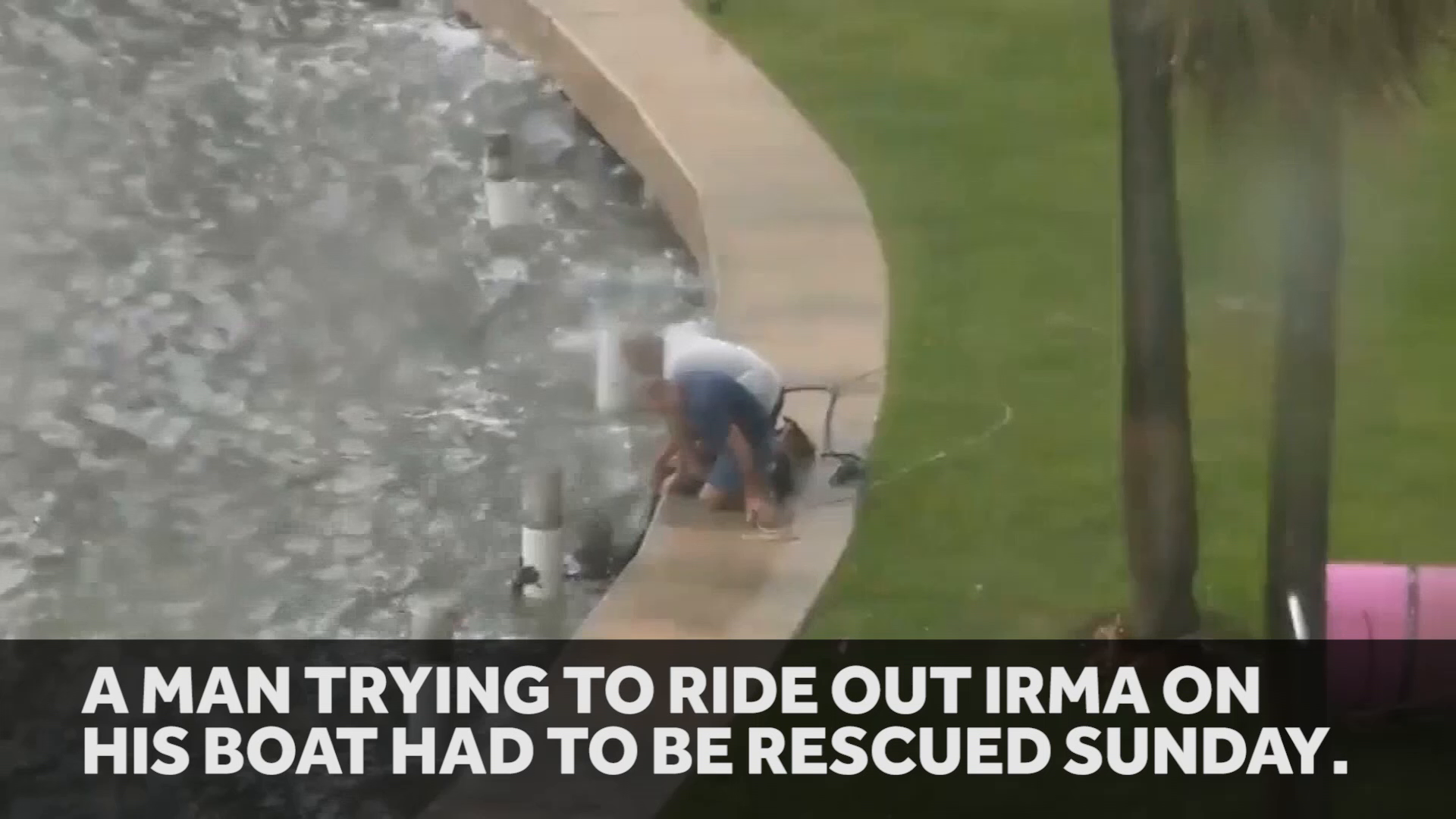 Video shows man being rescued from Irma's rough waters