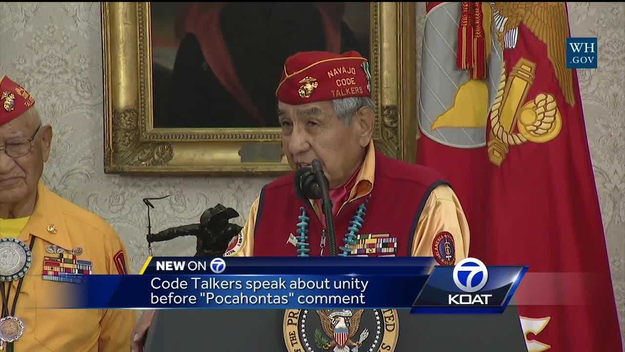 Code Talker’s speech focused on unity before Trump’s ‘Pocahontas’ comment