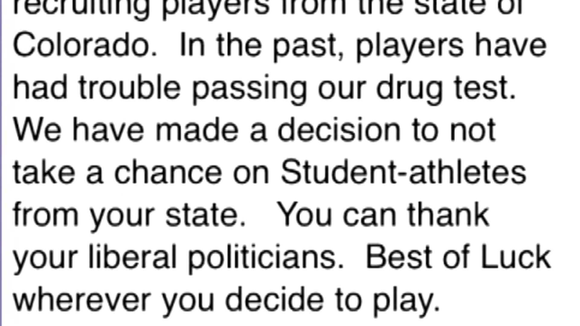Baseball coach fired after rejecting recruit for being from Colorado