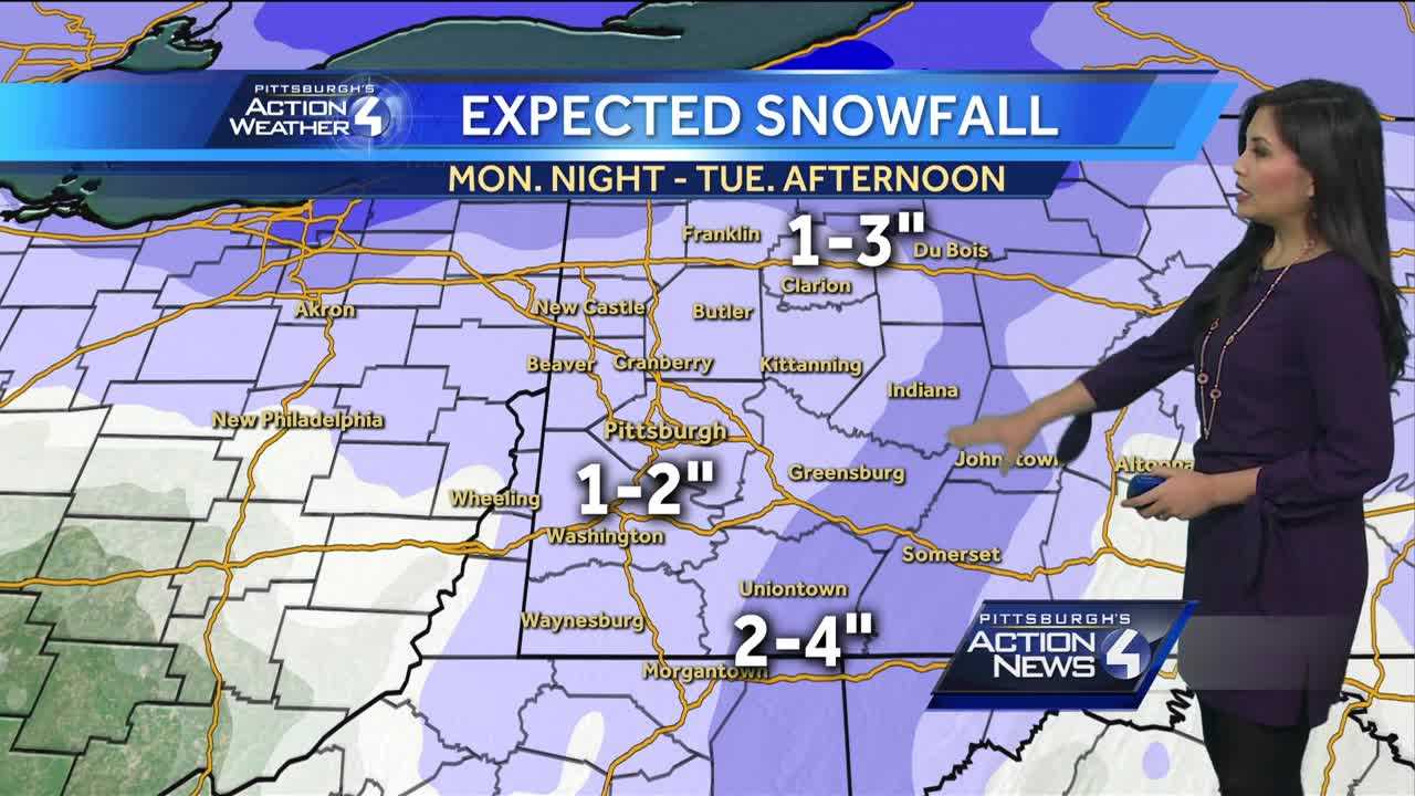 Rain turning to snow at night