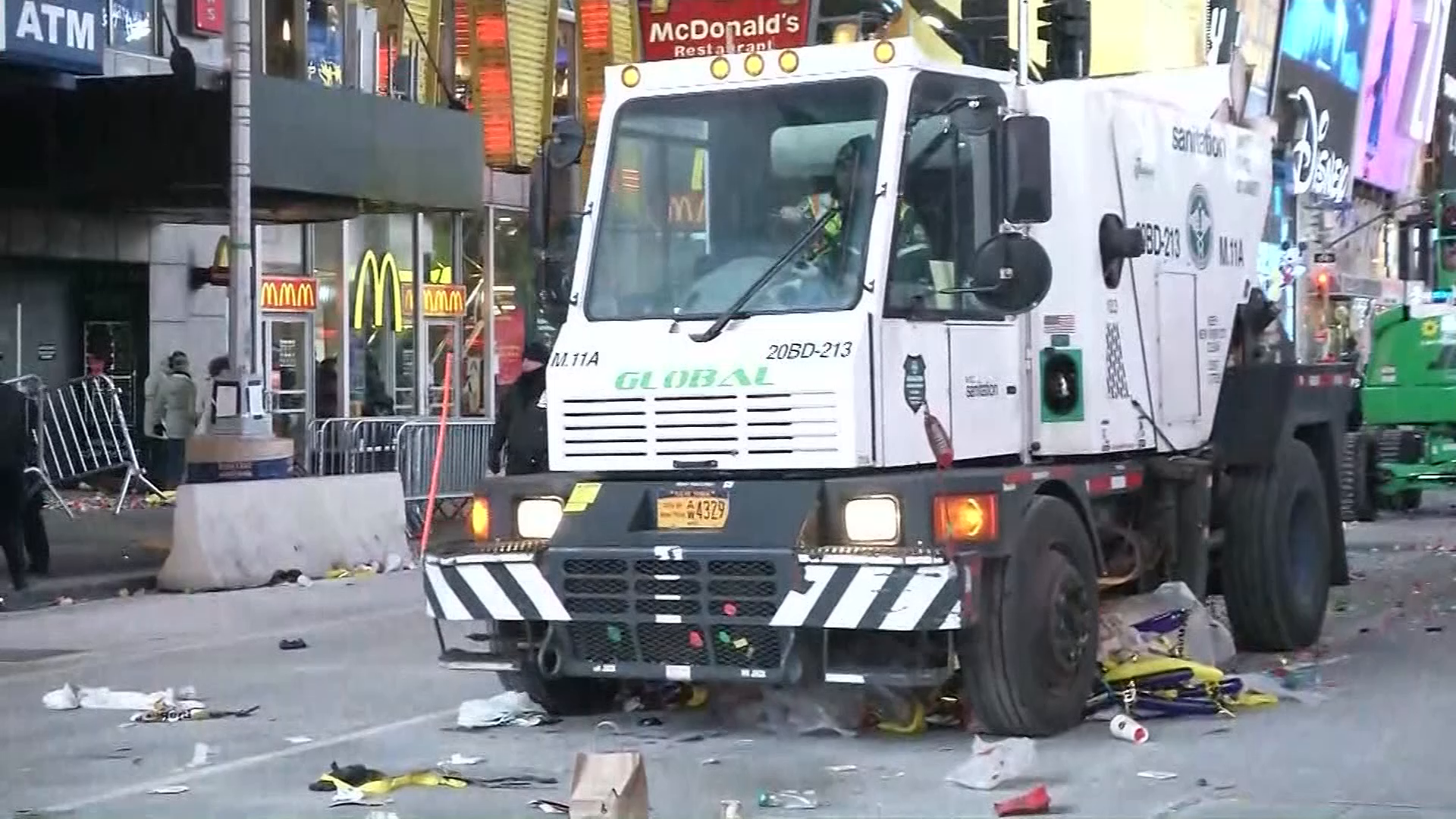 It's a big job: Crews clean up Times Square after New Year's Eve celebration