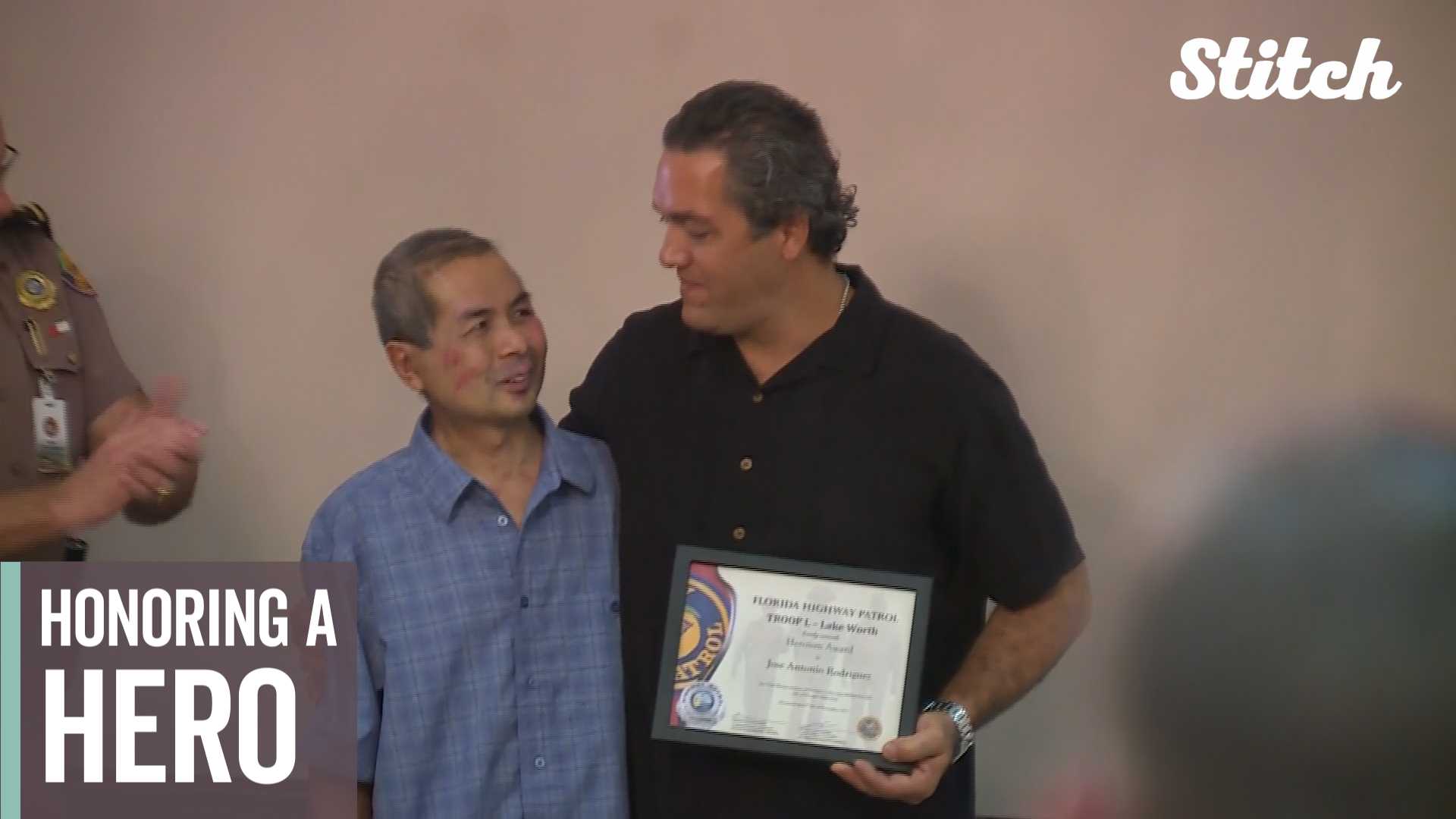 Community honors hero for saving trooper's life